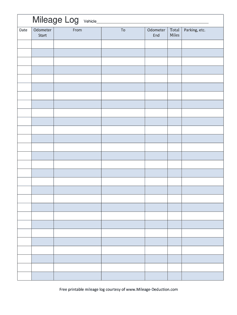 Mileage Log  Form