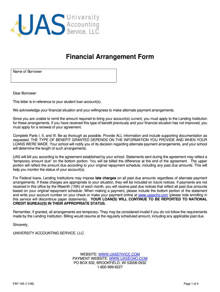  Financial Arrangements Form Completed 2006-2024