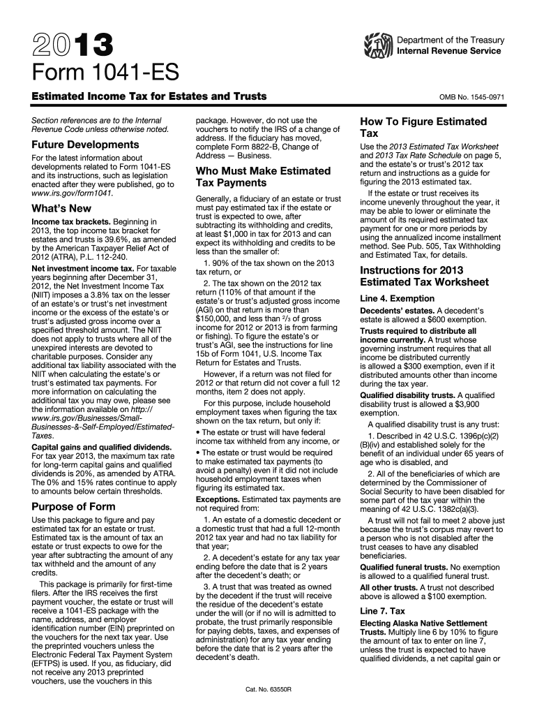  Form 1041 ES Internal Revenue Service 2013