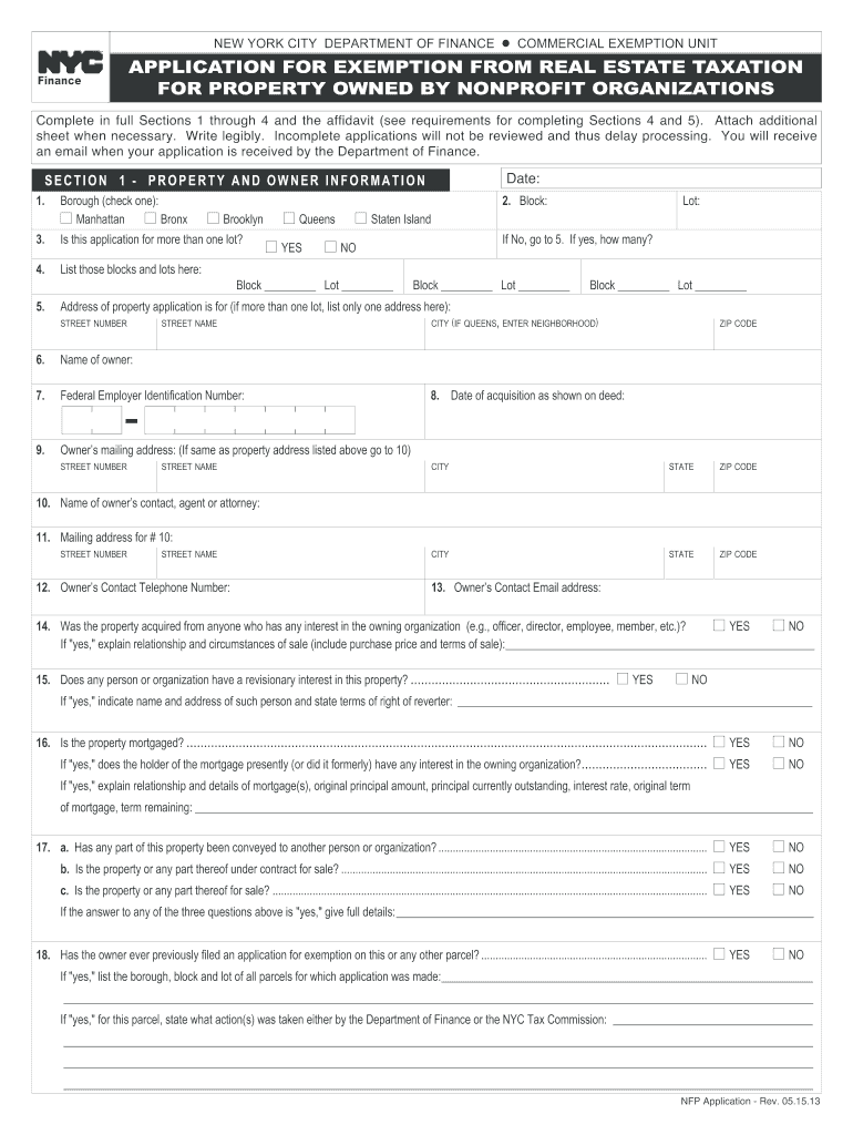  Nyc Nfp Application Fillable  Form 2013