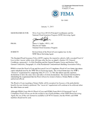 Revised Form of the Proof of Loss Required National Flood