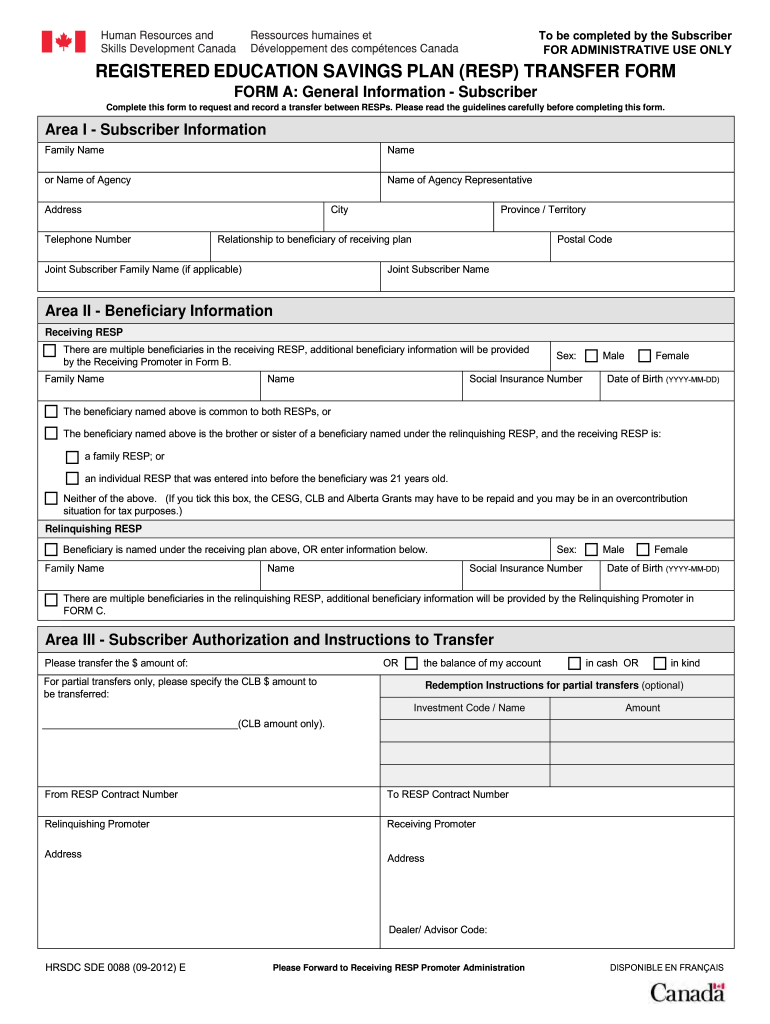  Hrsdc Sde 0088pdffillercom Form 2012