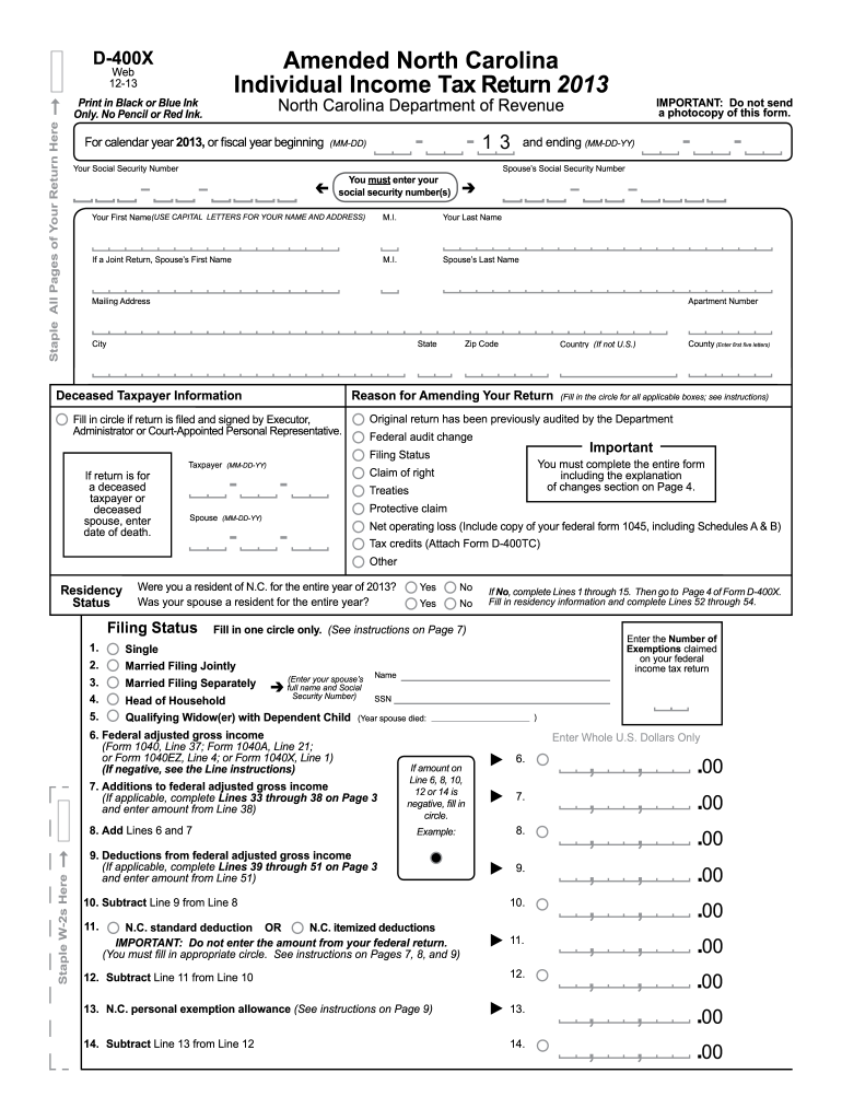 North Carolina State Income Tax Return