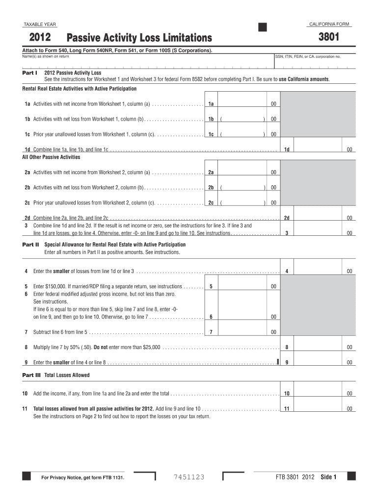 Ftb 3801 - Fill Out and Sign Printable PDF Template | signNow