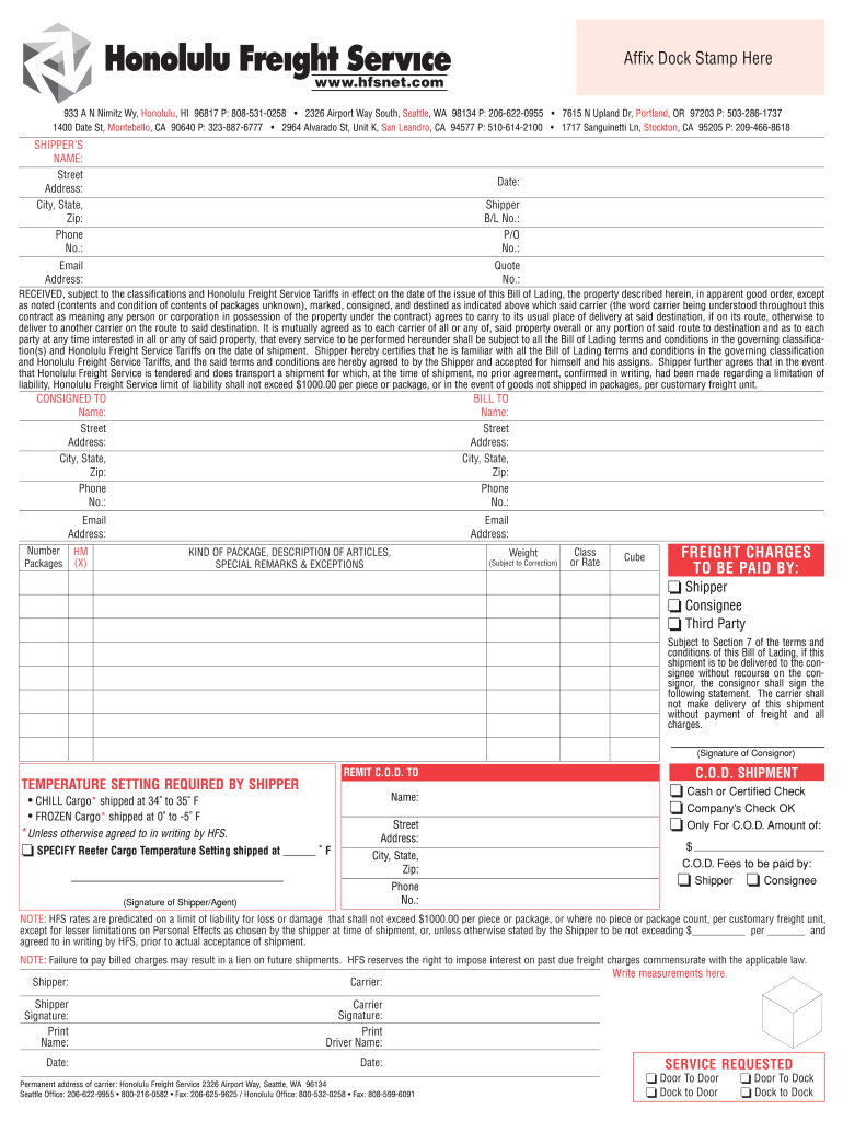 Get and Sign Bill Lading Conditions  Form