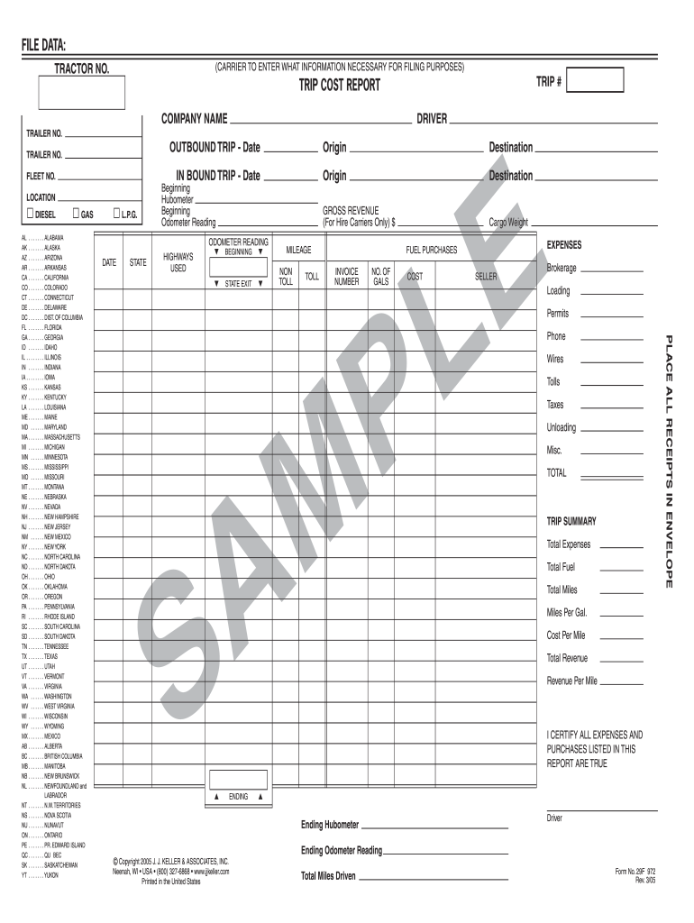 Trip Cost Report  Form