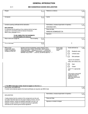 Certificate of Dangerous Goods  Form