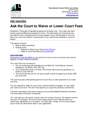  Sacramento County Superior Court Fee Waiver Form 2012