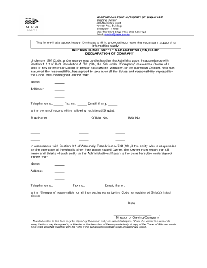 Declaration of Company  Form