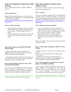 Steps for Changing the Name of Adult in Texas Texas Law Help Texaslawhelp  Form