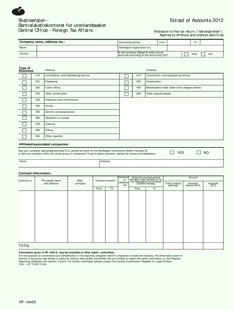 Extract of Accounts Form