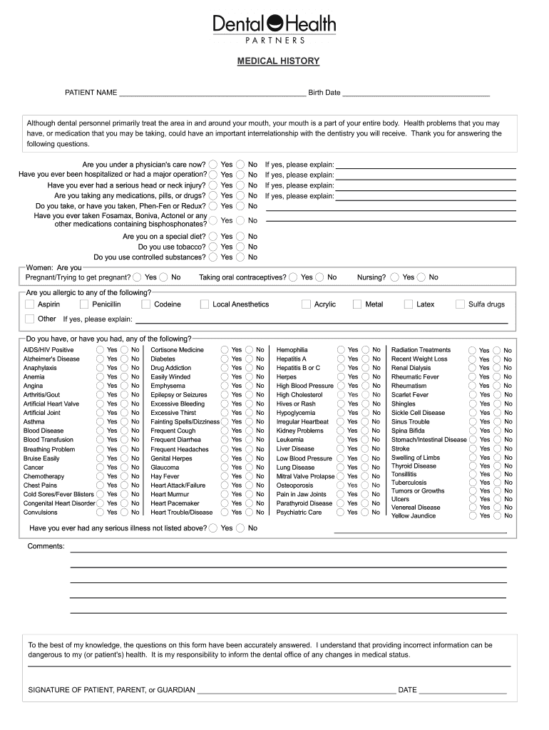 Medical History Form