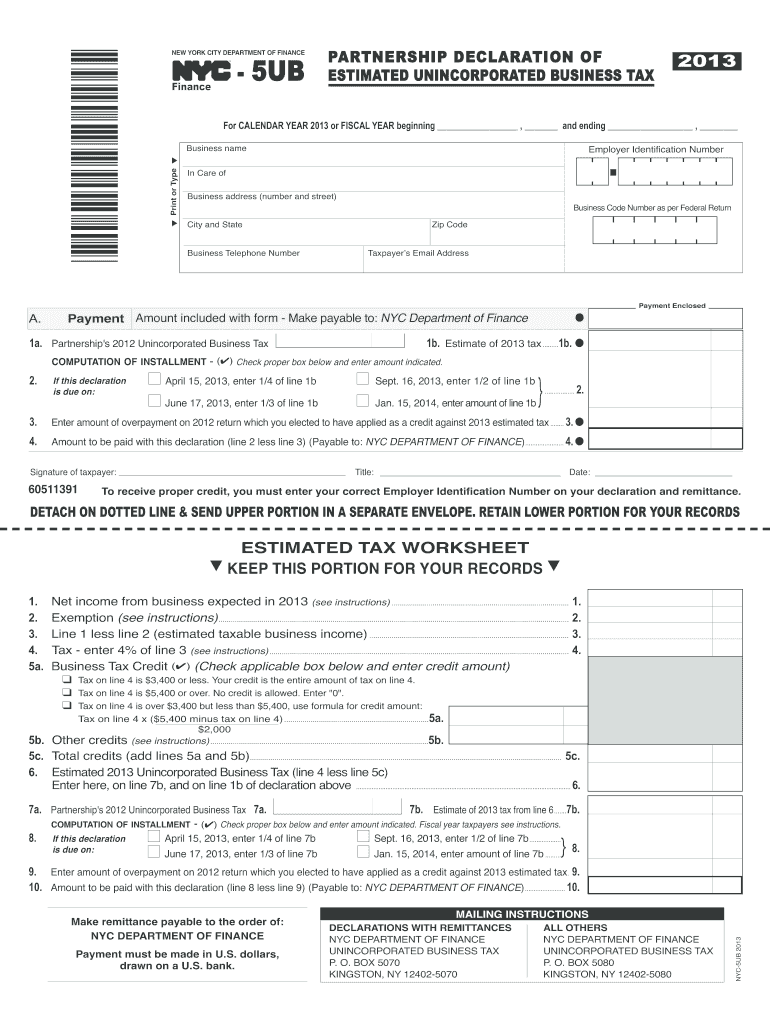  Nyc 5ub  Form 2013