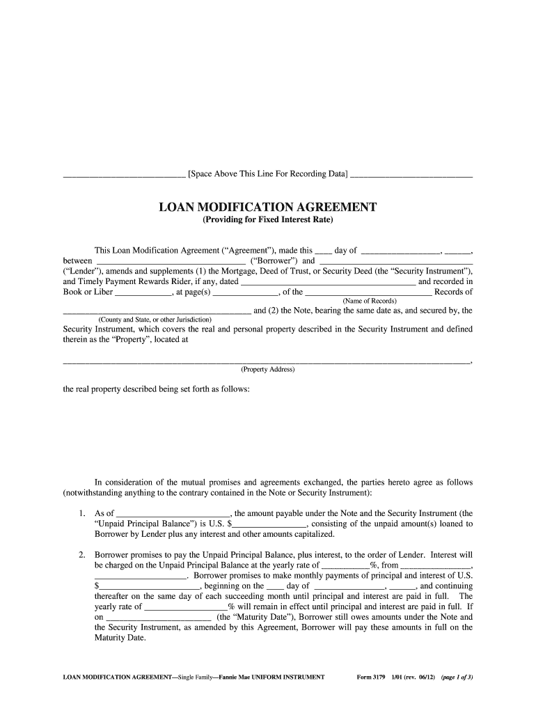  Loan Modification Agreement Form 2014