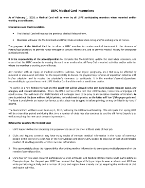 Uspc Medical Armband Card  Form