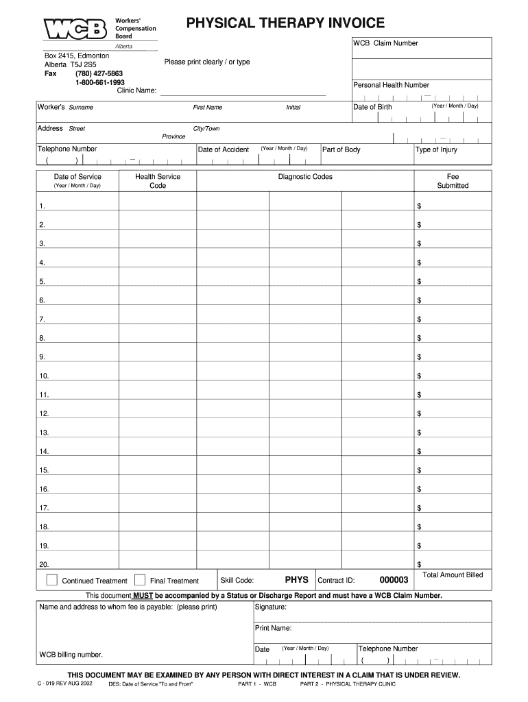  Physiotherapy Bill Format in Word 2002