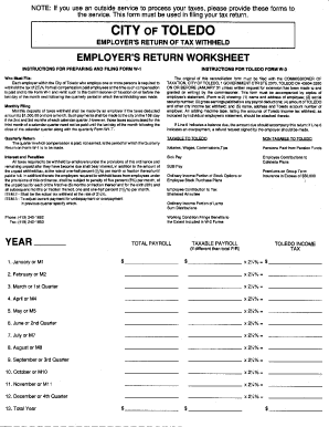 City of Toledo Income Tax Form