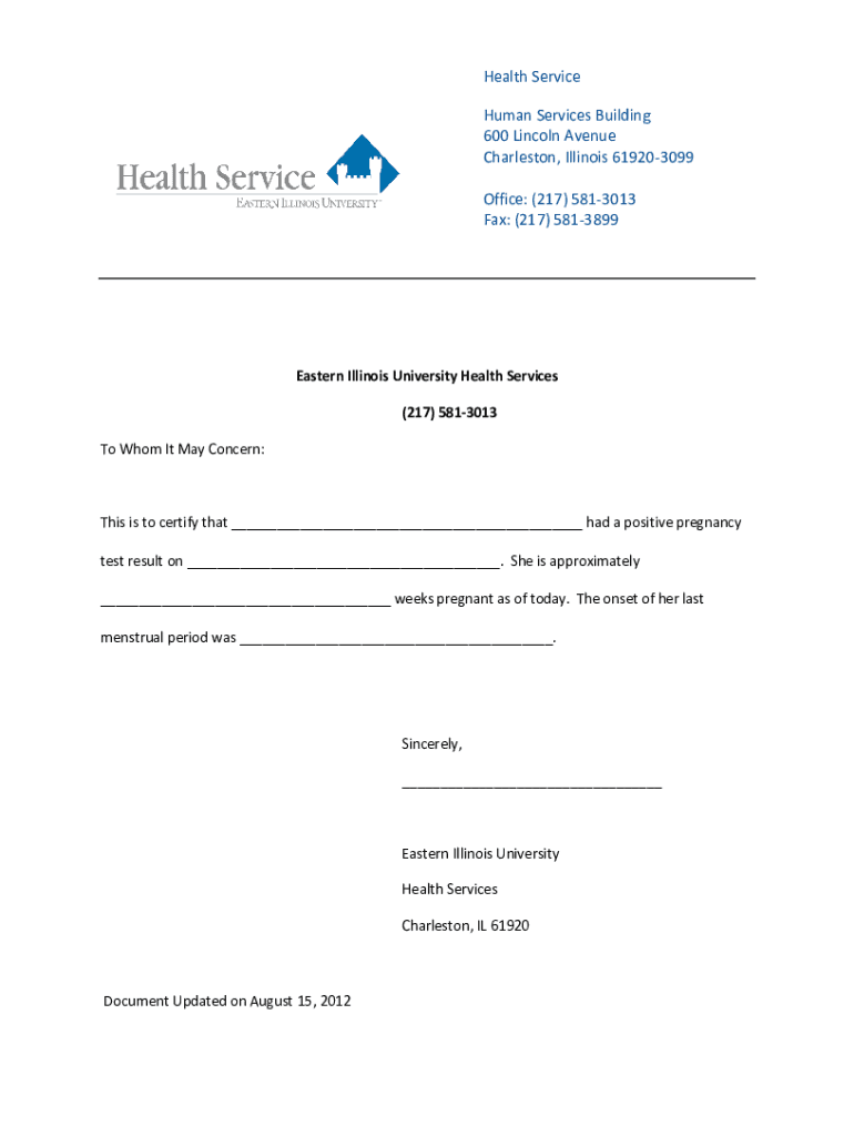  Pregnancy Forms from Doctor 2012-2024