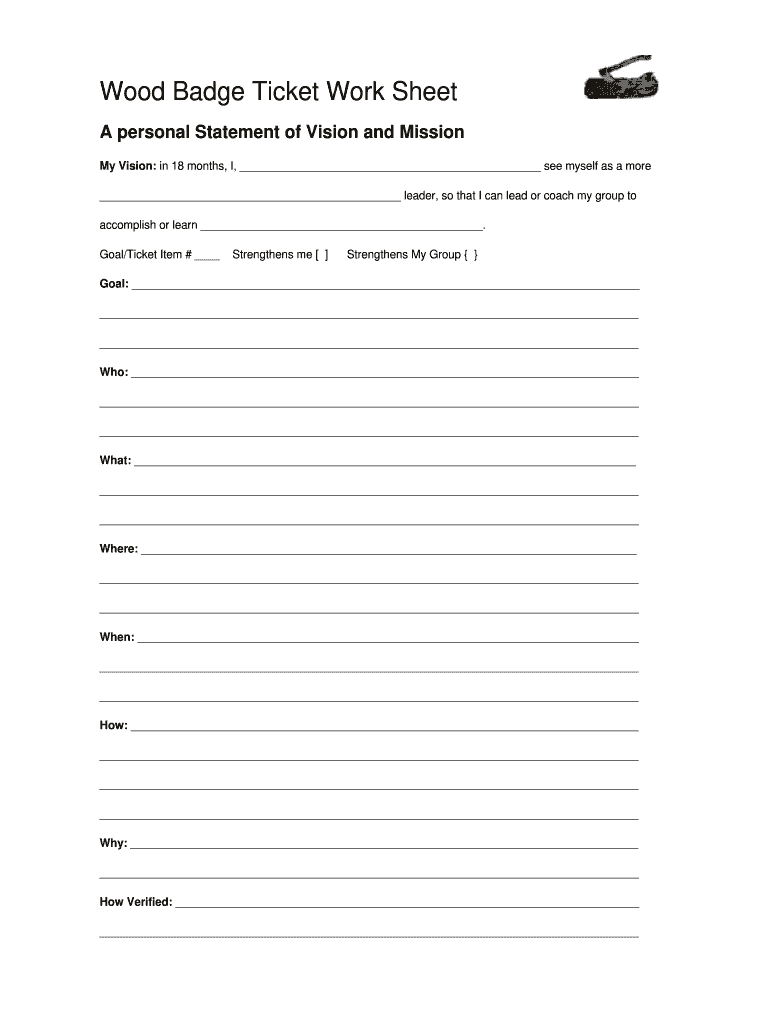 Wood Badge Ticket Worksheet  Form