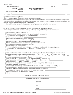 State of Michigan Guardianship Forms