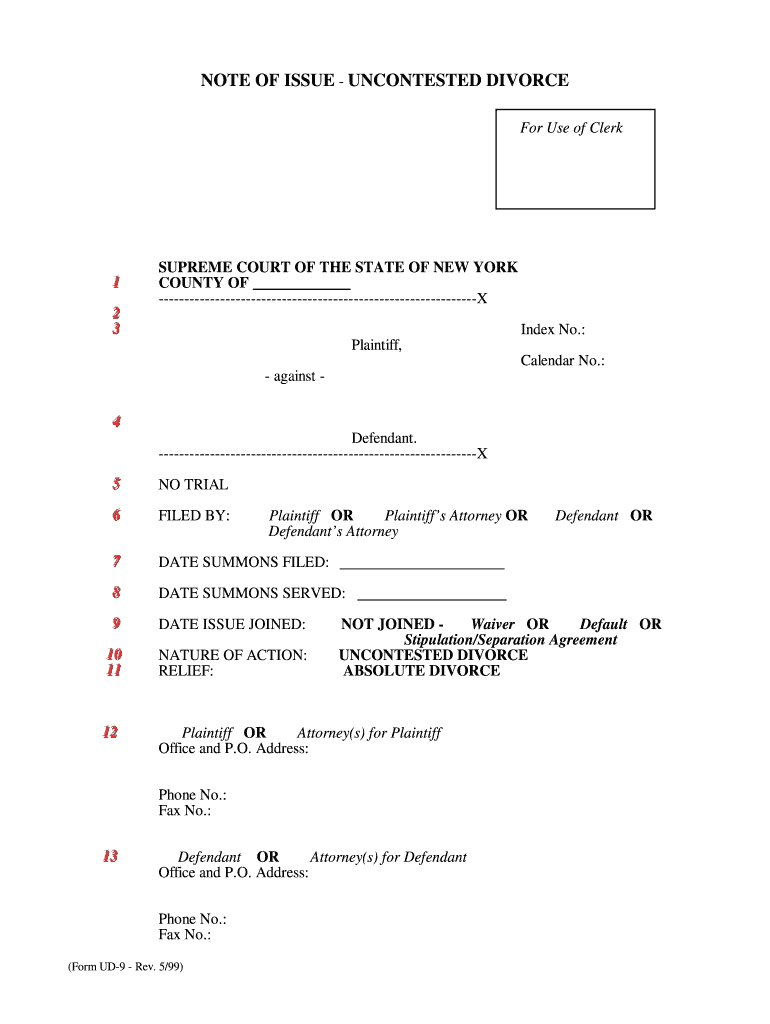  Divorce Petition Nyc Form 1999