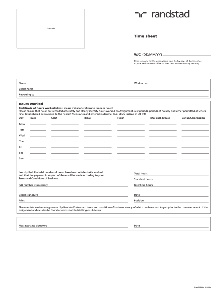  Randstad Timesheet 2011-2024