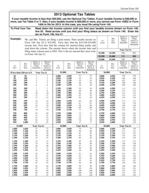 Az Optional Tax Tables  Form