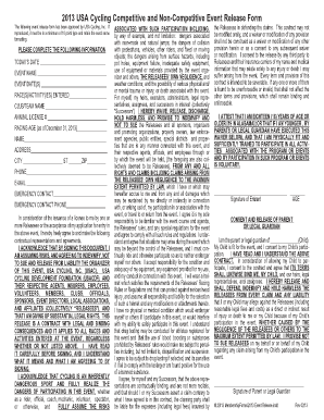 Usa Cycling Waiver  Form