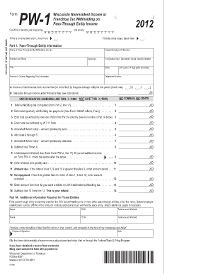 Pw 1 Wisconsin Fillable Form