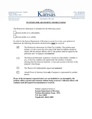 Abatement of Taxes Kansas Form