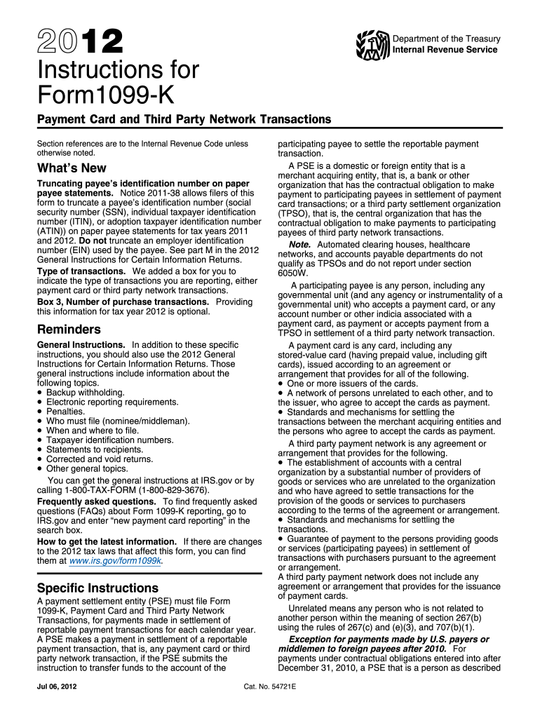  1099 K Writable Form 2012