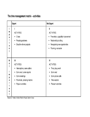 Covey Quadrants PDF  Form