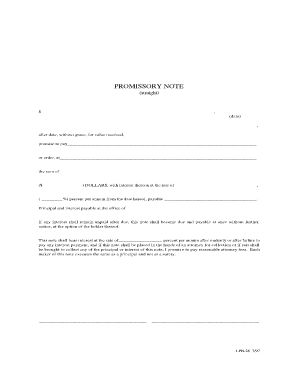 Promissory Note for Hospital Bill  Form