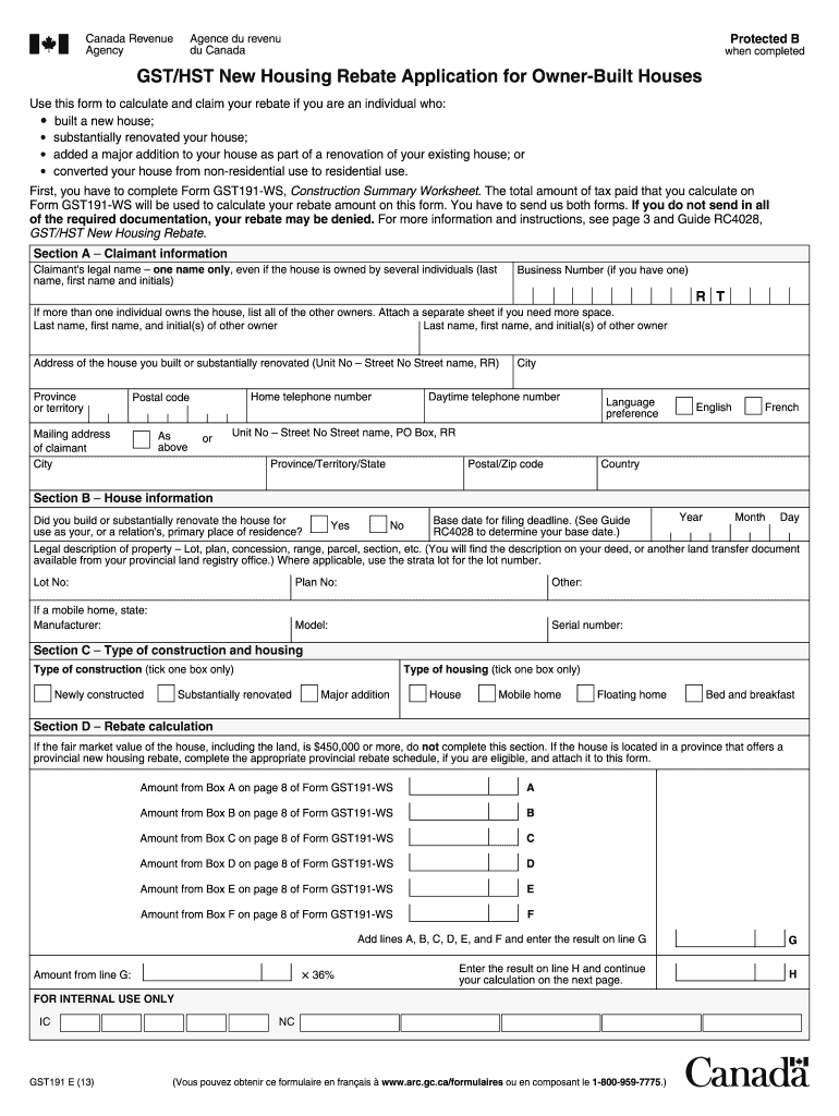 Gst Rebate Form 191