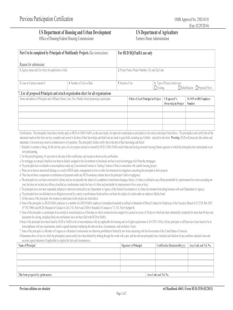 Get and Sign Hud 2530 2013-2022 Form