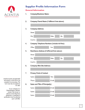 Supplier Profile Form