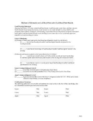 Lead Based Paint Disclosure California PDF  Form