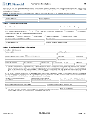 Lpl Corporate Resolution Instructions Form