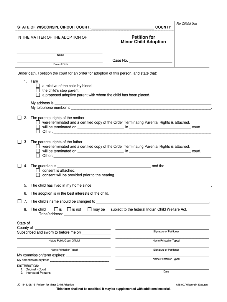  Sample Petition for Adult Adoption Georgia 1999