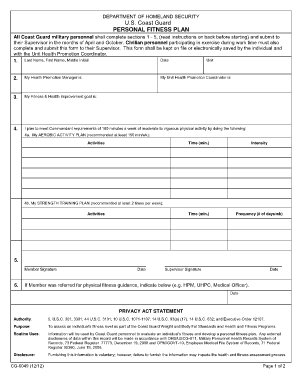 Cg Fitness Plan  Form