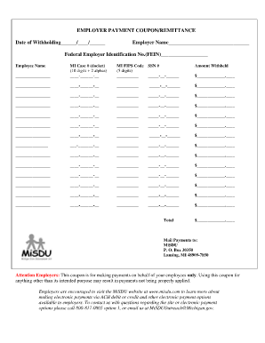 Fillable Employer Payment Coupon Remittance Form Misdu