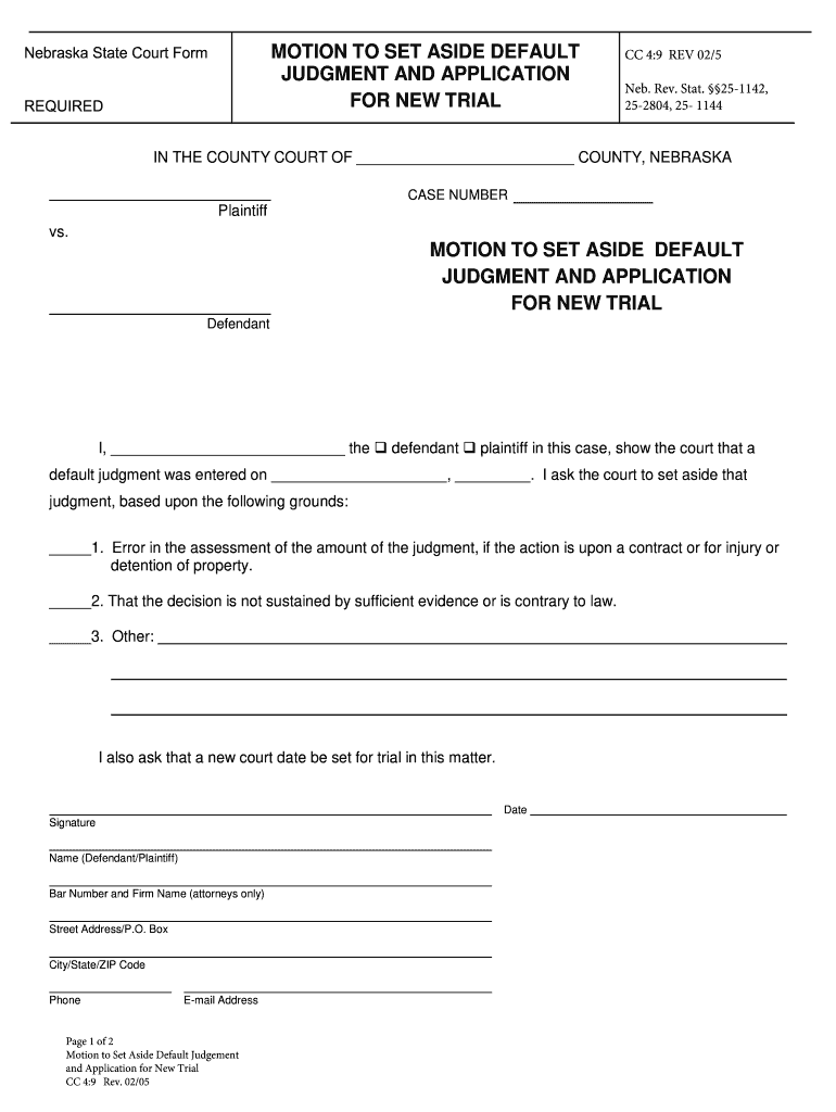  How to File a Motion to Set Aside a Default Judgment  Form 2012