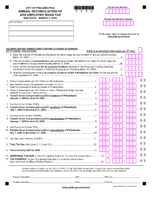City of Philadelphia Annual Reconciliation Fillable Form
