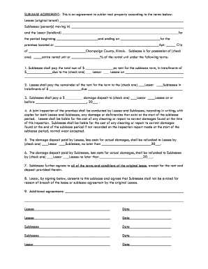 SUBLEASE AGREEMENT This is an Agreement to Sublet Real Property According to the Terms below  Form