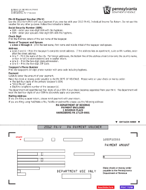 PA 40 Payment Voucher PA V Pennsylvania&#039;s Enterprise  Form