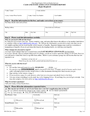 CASH and FOOD ASSISTANCE INTERIM REPORT the Office of Form