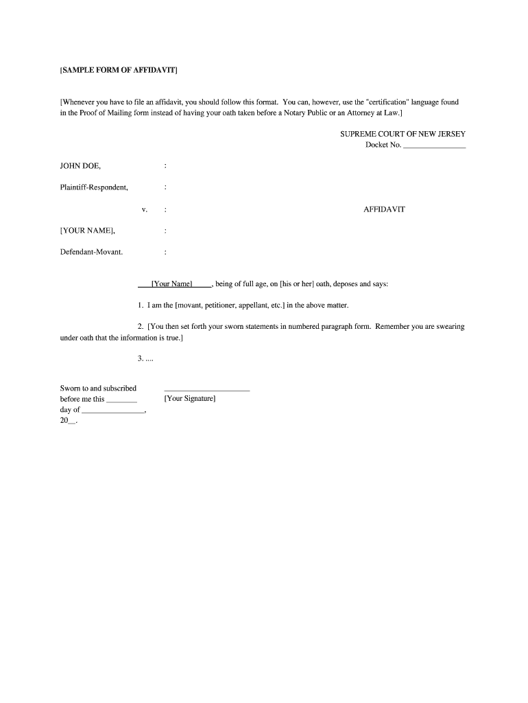 Nj Sample Form