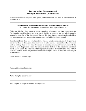 Wrongful Termination Questionnaire Form