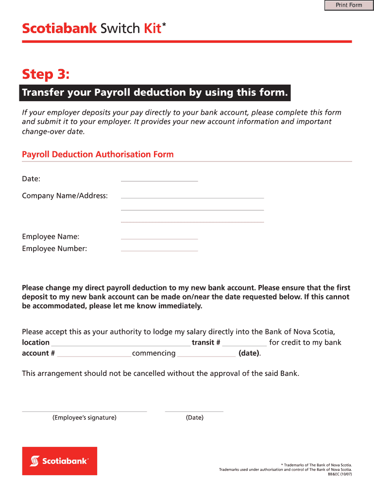  Scotiabank Deposit Slip Template 2007-2024