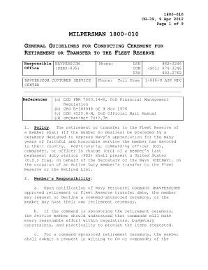 Navy Retirement Milpersman  Form